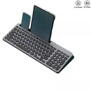 Эргономичная Bluetooth Dual Modes беспроводная перезаряжаемая клавиатура мышь Combo 99 клавиш клавиатура с держателем телефона для Win7/8/10/MAC серый