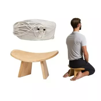 Эргономичная деревянная скамья для медитации и занятий йогой Seiza - натуральное портативное коленопреклоненное сиденье для путешествий и молитв естественный