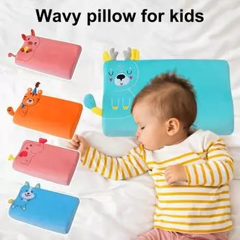 Эргономичная детская подушка в форме клина с волной, мягкая и эластичная пена с эффектом памяти, с вышивкой из мультфильмов, моющийся чехол, поддерживающая подушка для лучшего качества сна S Little Dog