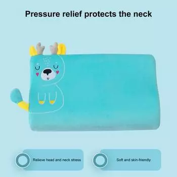 Эргономичная детская подушка в форме клина с волной, мягкая и эластичная пена с эффектом памяти, с вышивкой из мультфильмов, моющийся чехол, поддерживающая подушка для лучшего качества сна S Deer