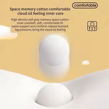 Эргономичная хлопковая офисная подушка с эффектом памяти, подушка для геморроя, подушка для стула, артефакт для сидения, подушка для ягодиц 35x38x6cm светло-серый