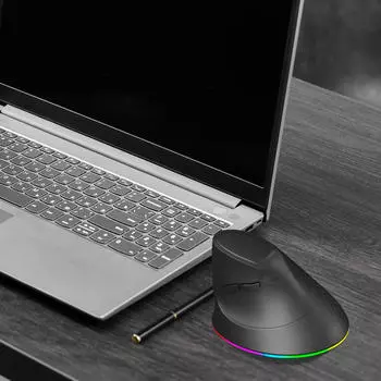 Эргономичная мышь с вертикальной подсветкой и горизонтальным колесом прокрутки, многоцелевой аксессуар, оптическая чёрный