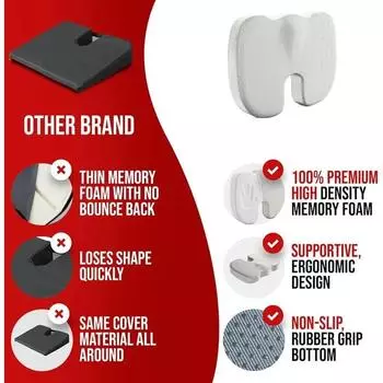 Эргономичная подушка из хлопка с эффектом памяти для офиса, подушка от геморроя, подушка для стула, сидячий артефакт, студенческая подушка для задницы чёрный