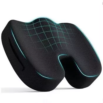 Эргономичная подушка из хлопка с эффектом памяти для офиса, подушка от геморроя, подушка для стула, сидячий артефакт, студенческая подушка для задницы чёрный