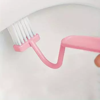 Эргономичная розовая V-образная туалетная щетка - Настенная, ручная, конструкция без необходимости чистки для эффективной очистки углов в ванных комнатах, прочный пластик