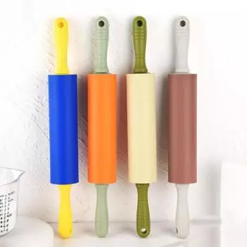 Эргономичная скалка с отверстием для подвешивания цвета пэчворк, антипригарное силиконовое тесто для раскатывания муки, кухонные принадлежности L оранжевый