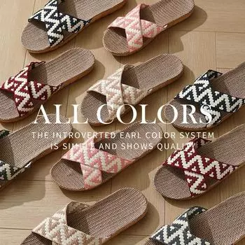 Эргономичные льняные тапочки в китайском стиле для использования в помещении с подошвой из ЭВА 42-43 тёмно-синий