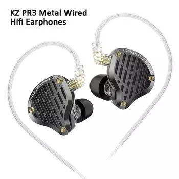 Эргономичные проводные наушники KZ PR3 Hi-Fi, 13,2-миллиметровые планарные стереонаушники с микрофоном, внутриканальная спортивная гарнитура с шумоподавлением. No Mic