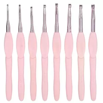 Эргономичный набор инструментов для вязания крючком, 8 шт., игла для свитера, мягкая розовая ручка, алюминиевый TPR