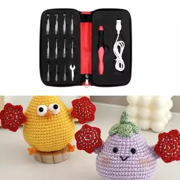Эргономичный набор крючков для вязания с 11 сменными наконечниками, светодиодный крючок для вязания для начинающих взрослых
