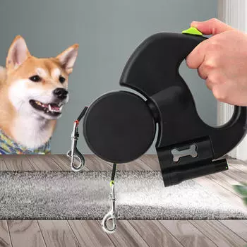 Эргономичный поводок для собак для бега с телескопической функцией и возможностью управления одной рукой чёрный