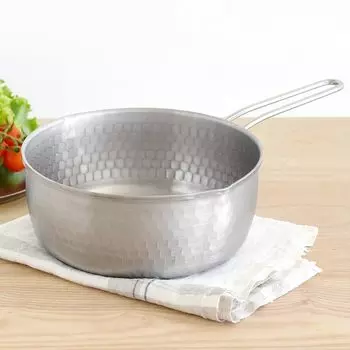 Эрнест в кастрюле Tsubame Sanjo Yukihira, переданной в безопасное место, 20 см, нержавеющая сталь, выкованная с носиком с обеих сторон, чтобы наливать из любой кастрюли для молока, серебряный, бренд, используемый серебряный