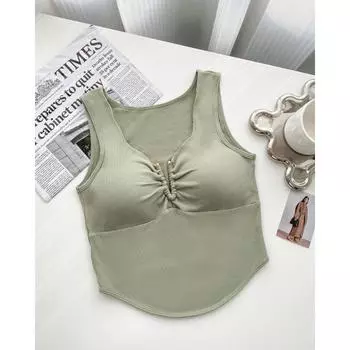 Эрогенная зона на груди, подушка для груди, женская летняя посадка, цельный нижний слой с коротким топом без рукавов one size абрикосовый