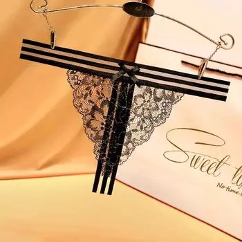 Эротические трусики женские сексуальные кружевные прозрачные трусики нижнее белье супер тонкие открытые промежность Т-образная спинка для секса озорные прозрачные стринги one size