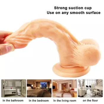 Эротический мягкий желеобразный дилдо секс-игрушки для женщин пар Анальная пробка Реалистичный пенис Сильная присоска Игрушка для взрослых оргазм точки G 19.5cm