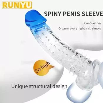 Эротический удлинитель пениса, секс-игрушки для мужчин, презерватив для увеличения пениса, задержка эякуляции, кольцо на член, женские игры целомудрия 20*3.5cm