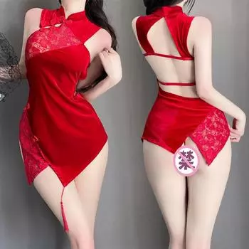Эротическое белье женское сексуальное ципао униформа соблазнение флирт маленькая грудь горячая пижама страсть костюм one size fits all