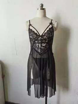 Эротическое белье женское соблазнение сексуальная ночная рубашка желание чистое кружево униформа перспектива пижама платье флирт женская одежда S