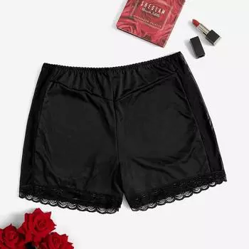 Эротическое нижнее белье большого размера, черные кружевные трусики, увеличивающие бедра, сексуальные соблазнительные прозрачные трусики-боксеры 1XL чёрный