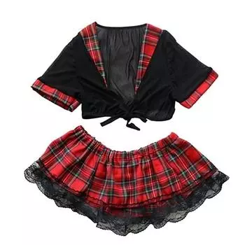 Эротическое нижнее белье большого размера, толстая красная студенческая форма Ge, соблазнительное кружево с глубоким V-образным вырезом, сексуальное нижнее белье M