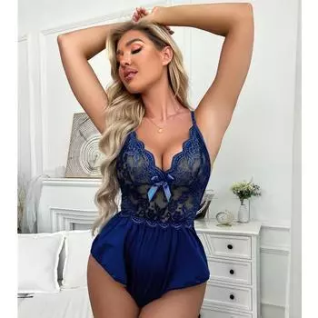 Эротическое нижнее белье большого размера с открытой промежностью, женское сексуальное женское соблазнительное нижнее белье с кружевной полой пижамой S