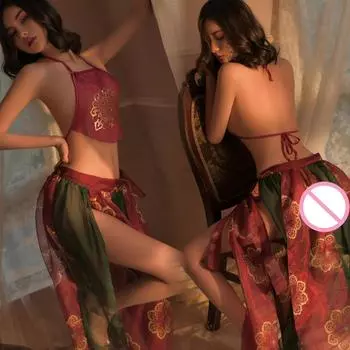 Эротическое нижнее белье Древний стиль Китайский Hanfu Hollow Пижамы Ролевые костюмы Hanfu Han Одежда Temptation Костюм для женщин M