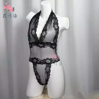 Эротическое нижнее белье европейское и американское сексуальное декольте перспектива облегающее кружевное сетчатое искушение average size