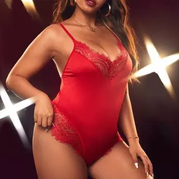 Эротическое нижнее белье Fat MM, цельный пижамный комплект с бретельками через шею, сексуальный прозрачный кружевной комплект. 1XL