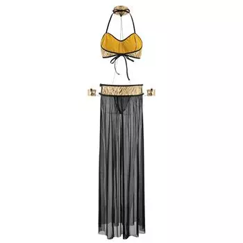 Эротическое нижнее белье Fat MM из лакированной кожи с цепочкой и браслетом, платье-халтер, сексуальный кружевной костюм 1XL чёрный