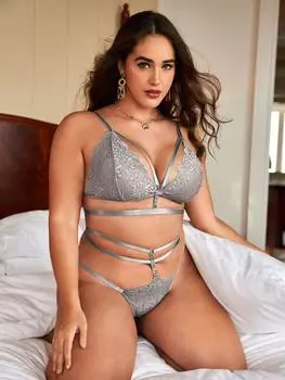 Эротическое нижнее белье Fat MM с тремя точками на шее, сексуальный прозрачный кружевной комплект 1XL