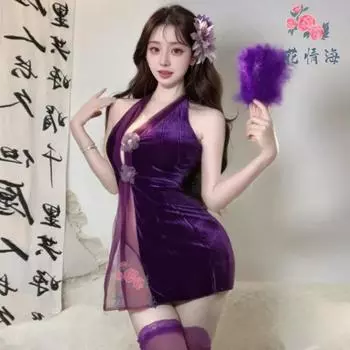 Эротическое нижнее белье Jiaohua Youmeng бархатное женское сексуальное чистое желание с открытой спиной и открытой грудью соблазнительный наряд One Size