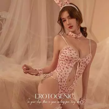 Эротическое нижнее белье, кусочек чистого желания соблазна, эротический костюм-униформа, открытая промежность девушки-зайчика One size