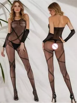 Эротическое нижнее белье рыболовная сеть женские чулки для всего тела одежда горячие продажи женские сексуальные полые сетчатые прозрачные боди XXS