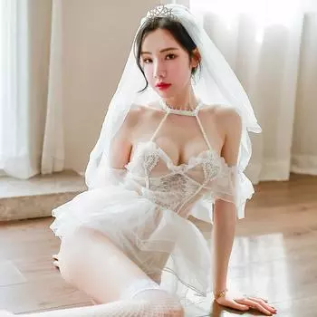 Эротическое нижнее белье Yijin, женская перспектива, свадебная одежда, сексуальная униформа, соблазнительная сетчатая ночная рубашка, комплект, оптовая продажа, большой размер one size fits all