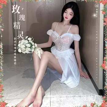 Эротическое нижнее белье женское сексуальное вышивка розами перспективная пижама страстное искушение чистое желание фея ночная сорочка One Size