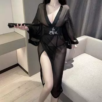 Эротическое нижнее белье женское сексуальное перспективное китайское длинное платье вышитое ханьфу костюм платье униформа one size fits all