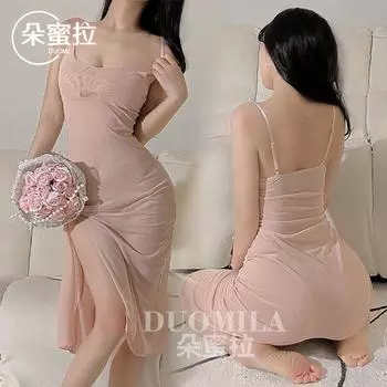 Эротическое нижнее белье женское сексуальное длинное платье на подтяжках прозрачная пижама соблазнительная пижама сетчатый перспективный костюм экстремальный соблазн M