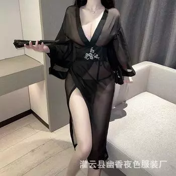 Эротическое нижнее белье женское сексуальное перспективное китайское длинное платье вышитое ханьфу костюм платье униформа one size fits all