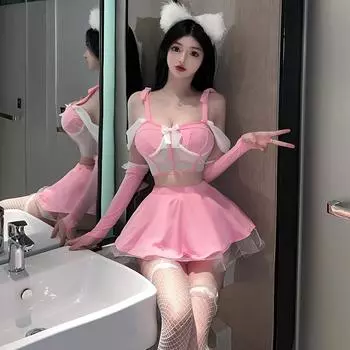 Эротическое нижнее белье женское сексуальное униформа в стиле колледжа jk кампус соблазнение юбка милый постельный костюм average size