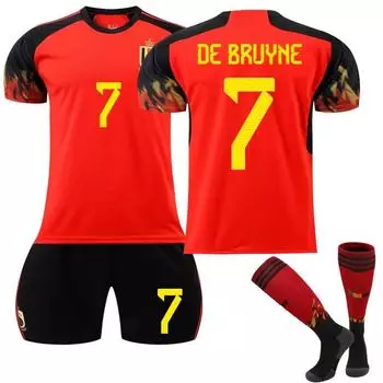 Jersey Suit Football Belgium Home De Bruyne 7 Rlukaku 9 Ehazard Uniforms Men 16(90-100CM)