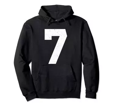 jersey uniform number 7 white block lettering hoodie чёрный