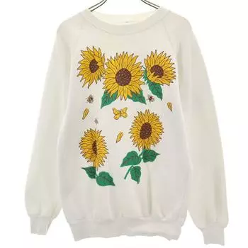 JERZEES 80s 90s Old USA made SunflowerPattern Long sleeve Raglan sleeve sweat Men s Used