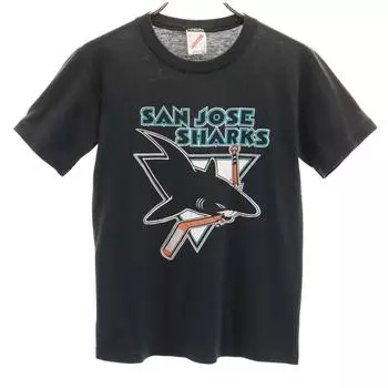 JERZEES 90-х годов Сделано в США Старая футболка с коротким рукавом L14-16 черная Детская Б/У