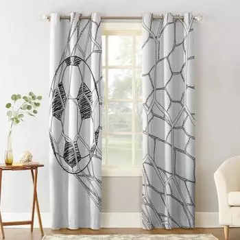 Эскиз круглой футбольной сетки Спальня Кухня Гостиная Декорации Шторы для гостиной 135W x 60H(cm)