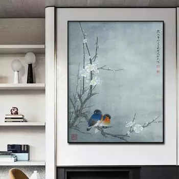 Эскиз рисунок дрозда холст плакат настенный художественный принт современная живопись скандинавская детская спальня украшение картина 21*30cm