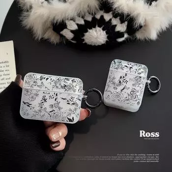 Эскиз розы Бабочка подходит для AirpodsPro 2 защитный чехол темный Wind 1/2 чехол для гарнитуры Bluetooth 3-го поколения airpods 1/2 белый