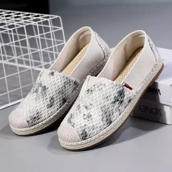 Эспадрильи, дышащая обувь на плоской подошве для женщин, холщовые мокасины без застежек, удобные нарядные повседневные рабочие туфли на плоской подошве, легкие женские туфли для вождения и ходьбы 36