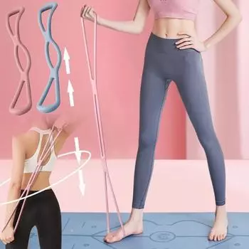 Эспандеры для йоги, 8 слов, натяжное устройство, тренировочная веревка для спины, эластичный пояс с открытой шеей, силиконовое оборудование для фитнеса, упражнения для рук синий