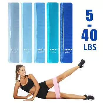 Эспандеры для тренировок, эспандеры с 5 уровнями сопротивления, нескользящие женские фитнес-группы для тренировки приседаний, ягодиц, бедер blue1