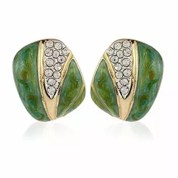 Эстель Латунные серьги-гвоздики с мозаикой светло-зеленого цвета для девочек